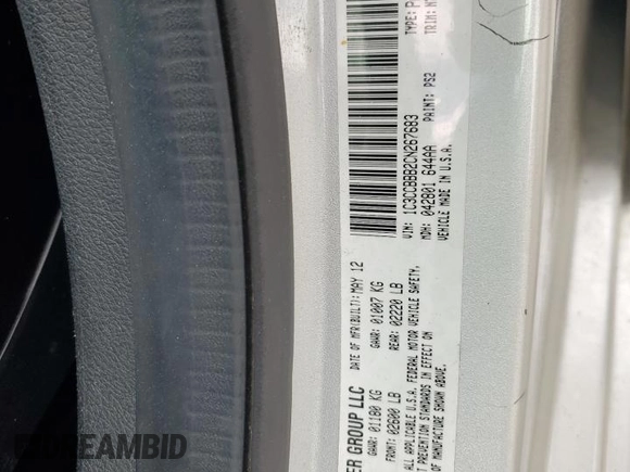 2012 Chrysler 200 Touring with VIN 1C3CCBBB2CN267683, listed as a Copart auction lot 51857355 with 215,785 mi miles and Salvage Title. Bid and sale history available at DreamBid. Image 15.