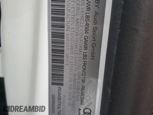 2020 Audi R8 Spyder performance z VIN WUA4BCFX3L7901606, wystawiony jako Copart lot #75199024 z przebiegiem Nie podano mil oraz Nie do naprawy. Historia ofert i sprzedaży dostępna na DreamBid. Obrazek 13.