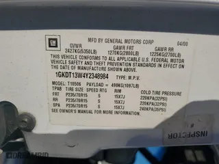 2000 GMC Envoy with VIN 1GKDT13W4Y2348984, listed as a Copart auction lot 89062865 with 159,592 mi miles and Salvage Title. Bid and sale history available at carsss.com. Image 16.