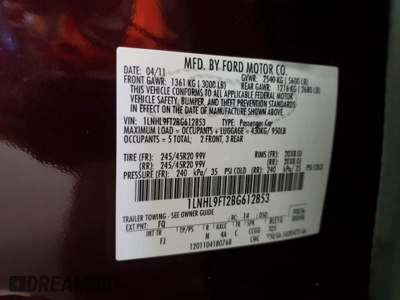 2011 Lincoln MKS EcoBoost z VIN 1LNHL9FT2BG612853, wystawiony jako Copart lot #53654885 z przebiegiem 299 599 mil mil oraz Czysty tytuł • Clean title. Historia ofert i sprzedaży dostępna na DreamBid. Obrazek 12.