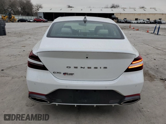 2024 Genesis G70 2.5T with VIN KMTG34SC8RU137005, listed as a Copart auction lot 45147975 with 5,448 mi miles and Salvage Title. Bid and sale history available at carsss.com. Image 6.