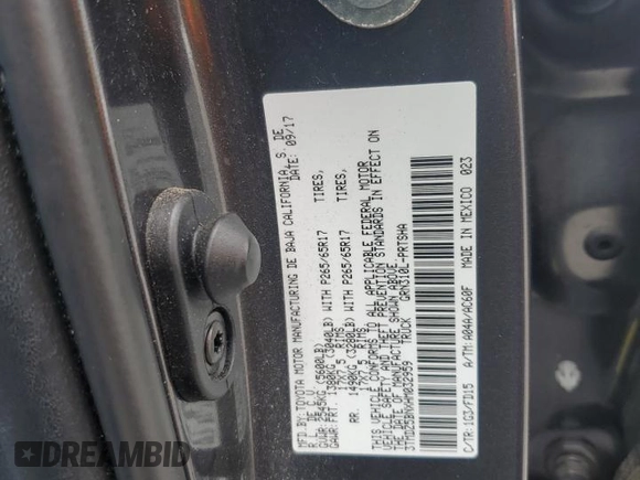 2017 Toyota Tacoma SR5 with VIN 3TMDZ5BNXHM032959, listed as a Copart auction lot 49459885 with 27,158 mi miles and Salvage Title. Bid and sale history available at carsss.com. Image 12.
