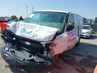 2016 Chevrolet Express Cargo Van with VIN 1GCWGAFF9G1340288, listed as a IAAI auction lot 37450718 with Not Provided miles. Bid and sale history available at carsss.com. Image 2.