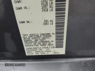 2020 Nissan Altima S with VIN 1N4BL4BV7LC204738, listed as a Copart auction lot 55827275 with 80,667 mi miles and Salvage title. Bid and sale history available at DreamBid. Image 12.