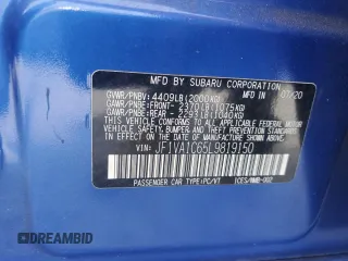 2020 Subaru WRX Premium with VIN JF1VA1C65L9819150, listed as a Copart auction lot 54352965 with 57,370 mi miles and Salvage title. Bid and sale history available at DreamBid. Image 12.