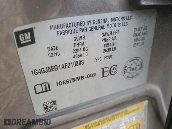 2010 Buick LaCrosse with VIN 1G4GJ5EG1AF210308, listed as a Copart auction lot 44678675 with 132,863 mi miles and Salvage title. Bid and sale history available at DreamBid. Image 15.