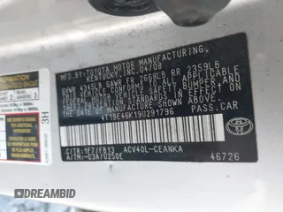 2009 Toyota Camry with VIN 4T1BE46K19U291796, listed as a IAAI auction lot 42077319 with 237,423 mi miles. Bid and sale history available at carsss.com. Image 9.