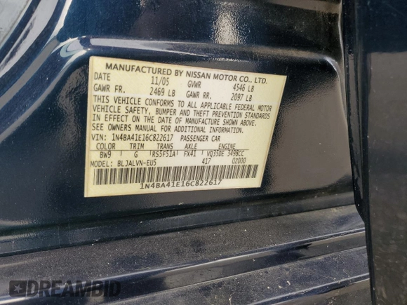 2006 Nissan Maxima 3.5 SE with VIN 1N4BA41E16C822617, listed as a Copart auction lot 70739594 with 153,826 mi miles and Salvage Title. Bid and sale history available at carsss.com. Image 12.
