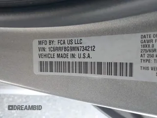2021 Ram 1500 Big Horn с VIN 1C6RRFBG9MN734212, выставлен на аукционе IAAI как лот 42137938 с пробегом 27 576 миль миль и . История ставок и продаж доступна на DreamBid. Изображение 9.
