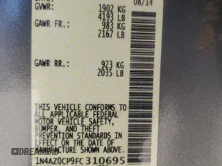 2015 Nissan LEAF SV with VIN 1N4AZ0CP9FC310695, listed as a Copart auction lot 53482025 with 98,125 mi miles and Clean Title. Bid and sale history available at carsss.com. Image 13.