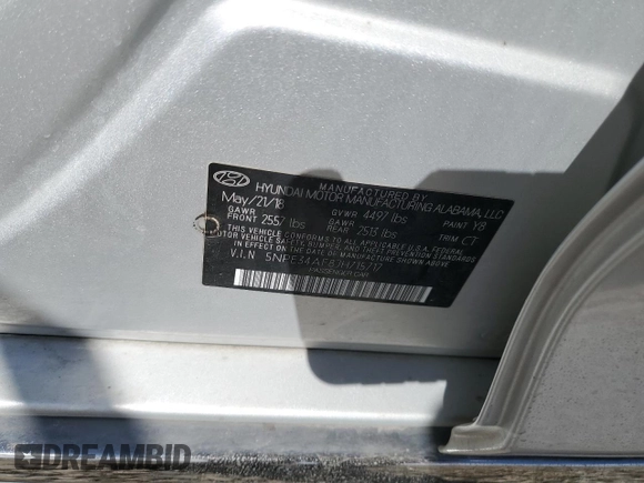 2018 Hyundai Sonata Sport Plus with VIN 5NPE34AF8JH715717, listed as a Copart auction lot 50510395 with 65,931 mi miles and Salvage Title. Bid and sale history available at DreamBid. Image 12.