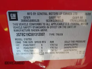 2008 GMC Sierra 1500 Work Truck z VIN 2GTEC19C581312007, wystawiony jako IAAI lot #41821001 z przebiegiem 172 848 mil mil oraz . Historia ofert i sprzedaży dostępna na DreamBid. Obrazek 9.