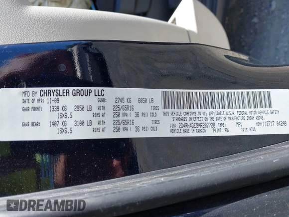 2010 Dodge Grand Caravan SE with VIN 2D4RN4DE9AR207728, listed as a IAAI auction lot 42132870 with 145,807 mi miles and . Bid and sale history available at DreamBid. Image 9.