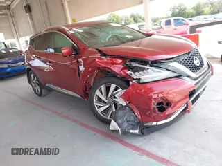 2019 Nissan Murano Platinum z VIN 5N1AZ2MJ7KN125409, wystawiony jako IAAI lot #42325239 z przebiegiem 72 698 mil mil oraz . Historia ofert i sprzedaży dostępna na DreamBid. Obrazek 1.
