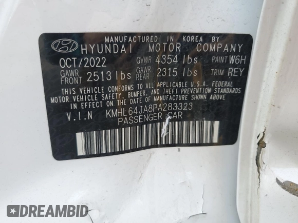 2023 Hyundai Sonata SEL with VIN KMHL64JA8PA283323, listed as a Copart auction lot 45757175 with 22,949 mi miles and Salvage Title. Bid and sale history available at DreamBid. Image 12.