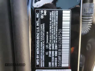 2019 Mercedes-Benz C 300 with VIN 55SWF8EB1KU285750, listed as a Copart auction lot 48624055 with 62,325 mi miles and Salvage Title. Bid and sale history available at DreamBid. Image 14.