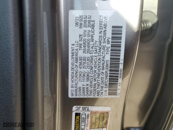 2023 Acura RDX w/A-Spec Package with VIN 5J8TC1H65PL008415, listed as a Copart auction lot 48264605 with 30,333 mi miles and Salvage Title. Bid and sale history available at carsss.com. Image 16.