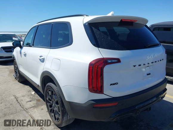 2022 Kia Telluride EX with VIN 5XYP3DHC5NG242215, listed as a IAAI auction lot 41809074 with 41,245 mi miles and . Bid and sale history available at carsss.com. Image 3.