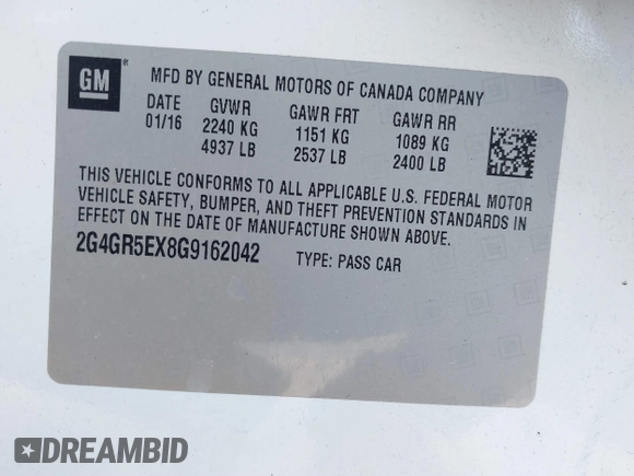 2016 Buick Regal Premium I z VIN 2G4GR5EX8G9162042, wystawiony jako IAAI lot #40840420 z przebiegiem 125 709 mil mil oraz . Historia ofert i sprzedaży dostępna na DreamBid. Obrazek 9.