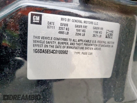 2012 Cadillac CTS z VIN 1G6DA5E54C0100982, wystawiony jako Copart lot #51357945 z przebiegiem 100 798 mil mil oraz Szkoda całkowita • Salvage title. Historia ofert i sprzedaży dostępna na DreamBid. Obrazek 14.