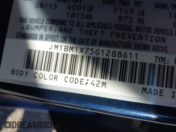 2016 Mazda Mazda3 i Grand Touring with VIN JM1BM1X75G1288611, listed as a IAAI auction lot 42001357 with 107,830 mi miles. Bid and sale history available at carsss.com. Image 9.
