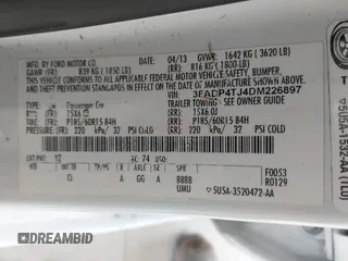 2013 Ford Fiesta S with VIN 3FADP4TJ4DM226897, listed as a IAAI auction lot 41916651 with 56,714 mi miles and . Bid and sale history available at DreamBid. Image 9.