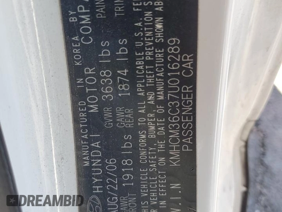 2007 Hyundai Accent GS с VIN KMHCM36C37U016289, выставлен на аукционе Copart как лот 46515805 с пробегом 173 876 миль миль и Списание • Salvage title. История ставок и продаж доступна на DreamBid. Изображение 12.