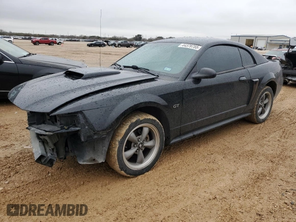 2002 Ford Mustang GT Deluxe with VIN 1FAFP42X42F214888, listed as a Copart auction lot 44379755 with 77,207 mi miles and Salvage Title. Bid and sale history available at carsss.com. Image 1.