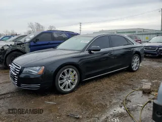 2014 Audi A8 4.0T with VIN WAUR2AFD1EN003630, listed as a Copart auction lot 46366935 with 101,747 mi miles and Salvage Title. Bid and sale history available at DreamBid. Image 1.