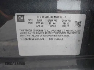 2016 Chevrolet Sonic LS с VIN 1G1JA5SG4G4127564, выставлен на аукционе IAAI как лот 41883847 с пробегом 55 433 миль миль и . История ставок и продаж доступна на DreamBid. Изображение 9.