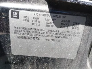 2012 Cadillac CTS Luxury с VIN 1G6DF5E59C0147796, выставлен на аукционе IAAI как лот 42181195 с пробегом 169 738 миль миль и . История ставок и продаж доступна на DreamBid. Изображение 9.