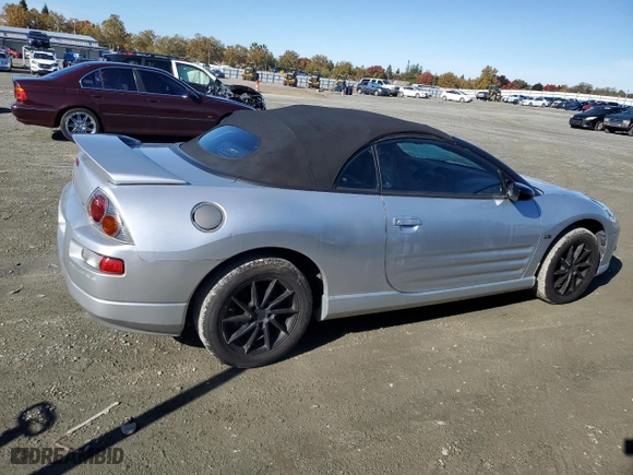 2001 Mitsubishi Eclipse GT with VIN 4A3AE55H01E003998, listed as a Copart auction lot 80507194 with 141,650 mi miles and Salvage Title. Bid and sale history available at carsss.com. Image 3.