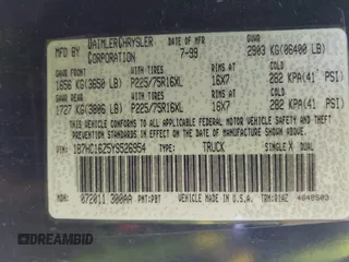 2000 Dodge 1500 с VIN 1B7HC16Z5YS526954, выставлен на аукционе IAAI как лот 41627502 с пробегом 189 632 миль миль и . История ставок и продаж доступна на DreamBid. Изображение 9.