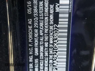 2016 Porsche Cayenne with VIN WP1AA2A21GKA38072, listed as a Copart auction lot 43082985 with 0 mi miles and Salvage Title. Bid and sale history available at carsss.com. Image 14.