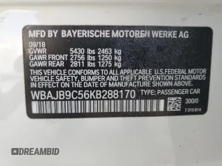 2019 BMW 5 Series M550i xDrive with VIN WBAJB9C56KB288170, listed as a Copart auction lot 54415635 with Not provided miles and Non repairable. Bid and sale history available at DreamBid. Image 13.