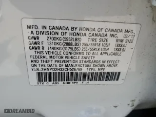 2012 Acura MDX Tech Pkg with VIN 2HNYD2H32CH526769, listed as a Copart auction lot 54320935 with 173,292 mi miles and Salvage Title. Bid and sale history available at carsss.com. Image 13.
