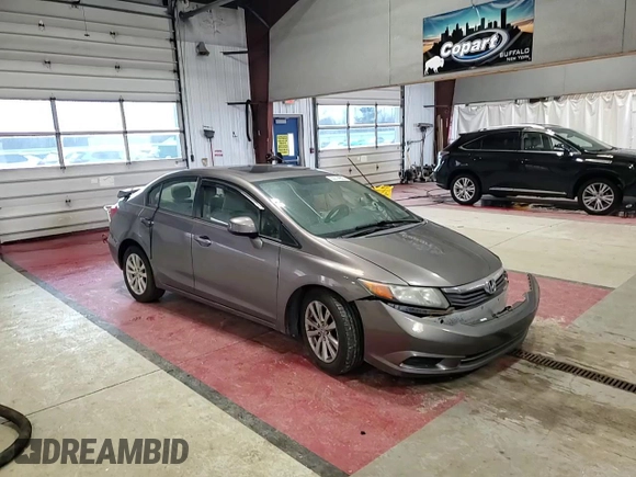 2012 Honda Civic EX with VIN 19XFB2F80CE320346, listed as a Copart auction lot 53514955 with Not Provided miles and Salvage Title. Bid and sale history available at DreamBid. Image 14.