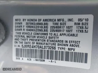 2010 Honda CR-V EX-L with VIN 5J6RE4H70AL073266, listed as a IAAI auction lot 41881078 with 238,564 mi miles. Bid and sale history available at carsss.com. Image 9.