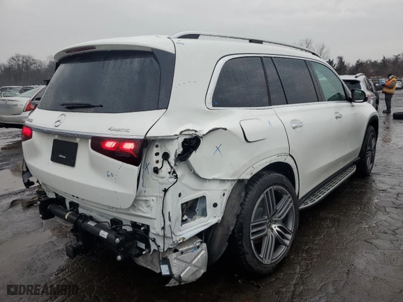 2024 Mercedes-Benz GLS with VIN 4JGFF5KE0RB207936, listed as a Copart auction lot 45706885 with 10,543 mi miles and Salvage Title. Bid and sale history available at carsss.com. Image 3.