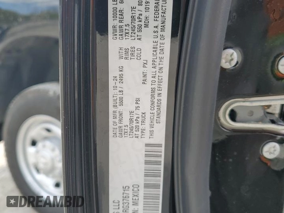 2024 Ram 2500 Tradesman with VIN 3C6UR5HJ9RG376715, listed as a Copart auction lot 55467895 with 4,085 mi miles and Salvage title. Bid and sale history available at DreamBid. Image 12.