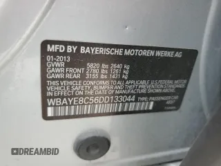 2013 BMW 7 Series 750Li z VIN WBAYE8C56DD133044, wystawiony jako Copart lot #49092615 z przebiegiem 169 699 mil mil oraz Szkoda całkowita • Salvage title. Historia ofert i sprzedaży dostępna na DreamBid. Obrazek 12.