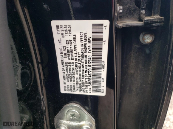 2009 Honda CR-V EX-L with VIN 5J6RE48729L012349, listed as a Copart auction lot 51188955 with 119,430 mi miles and Clean Title. Bid and sale history available at carsss.com. Image 13.