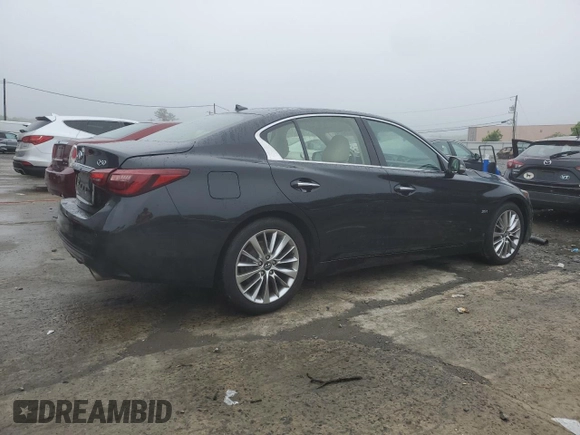 2018 Infiniti Q50 Luxe with VIN JN1EV7AR5JM442833, listed as a Copart auction lot 56628175 with 92,127 mi miles and Salvage title. Bid and sale history available at DreamBid. Image 3.