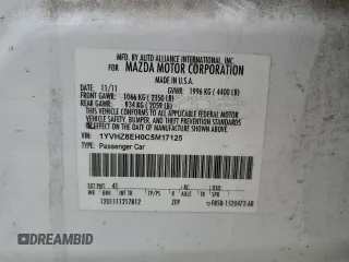 2012 Mazda 6 i Touring Plus with VIN 1YVHZ8EH0C5M17125, listed as a Copart auction lot 87085434 with 118,996 mi miles and Salvage Title. Bid and sale history available at carsss.com. Image 14.