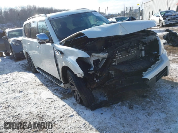 2019 Nissan Armada Platinum with VIN JN8AY2NE9K9759942, listed as a IAAI auction lot 41348179 with 114,902 mi miles. Bid and sale history available at carsss.com. Image 1.