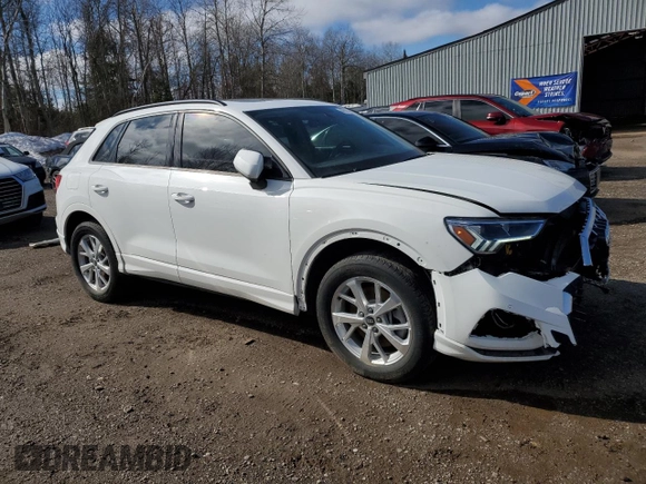 2023 Audi Q3 Premium with VIN WA1AECF31P1116654, listed as a Copart auction lot 49298415 with 29,422 mi miles and Salvage title. Bid and sale history available at DreamBid. Image 4.