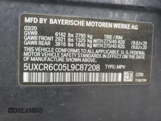 2020 BMW X5 xDrive40i with VIN 5UXCR6C05L9C87208, listed as a Copart auction lot 44582085 with 76,459 mi miles and Salvage Title. Bid and sale history available at carsss.com. Image 14.