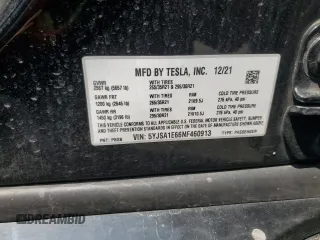 2022 Tesla Model S Plaid with VIN 5YJSA1E66NF460913, listed as a Copart auction lot 60534665 with 47,595 mi miles and Salvage title. Bid and sale history available at DreamBid. Image 12.