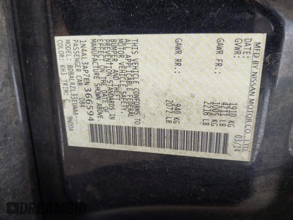 2014 Nissan Altima S with VIN 1N4AL3AP7EN366594, listed as a IAAI auction lot 41940506 with 211,235 mi miles and . Bid and sale history available at carsss.com. Image 9.