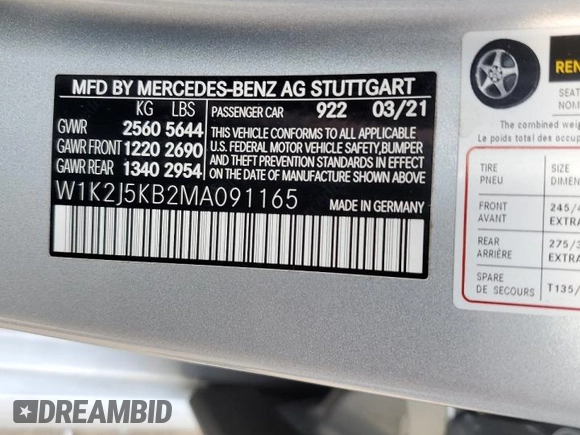 2021 Mercedes-Benz CLS 450 z VIN W1K2J5KB2MA091165, wystawiony jako Copart lot #68350444 z przebiegiem 35 260 mil mil oraz Szkoda całkowita • Salvage title. Historia ofert i sprzedaży dostępna na DreamBid. Obrazek 12.